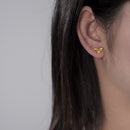 Lotus Fun 纯银 925 小蜜蜂耳环 天然设计师精品珠宝 可爱 18K 金蜜蜂耳钉 女士款