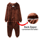 Bear Onesie Women Men Kigurumis Animal Pajama Cartoon Slippers Festival Homewear Winter Warm Suit Zipper Button Overalls