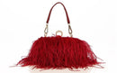 Designer Ostrich Fur Feather Wallet Clutch Bag Women Clutch Diamond Knuckle Rings Dinner Evening Bag Chain Purses Party XA531H