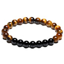 Natural Grade A 8mm Tiger Eye Stone and Black Bright Onyx Beads Necklace108 Bead Mala Jewelry Buddha Prayer Bracelet Women Men
