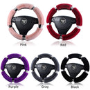 Karcle Fluffy Steering Wheel Cover with Bling Rhinestones Diamond Fur Furry Car Steering Covers Universal 38cm For Women Girl
