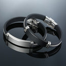 Vnox Casual Bracelets for Men Women Custom Engraving Stainless Steel Personalized Silicone Bangle