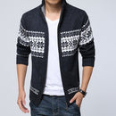 New Autumn Winter Men's Sweater Wool Men Mandarin Collar Solid Color Casual Sweater Men's Thick Fit Brand Knitted Cardigans