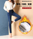 超保暖紧身羊毛牛仔裤女加绒高腰牛仔裤韩版加厚铅笔裤