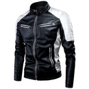 Ucrazy Men 2022 Winter Casual Motor Spliced Leather Jacket Coat Men Autumn Fashion Biker Vintage Warm Leather Jacket Coat Men