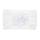 Nishine Soft Stretch Satin Rose Flower Baby Headband Newborn Knot Wide Nylon Headwraps Turban Girls Headwear Kids Photo Props