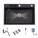 304 Stainless Steel Topmount Kitchen Sink With Knife-Holder Multifunction Single Bowl Dark-Gray Wash Basin For Kitchen Fixture