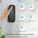 RAYKUBE指纹门锁，带蓝牙TT Lock APP密码智能卡，13.56mhz IC，可与网关WiFi Alexa T03配合使用