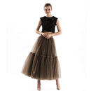 Maxi Long Tulle Skirts for Women Black Gothic Pleated Skirt Casual Party Fairycore Summer Winter Jupe Longue 2022 Falda Mujer
