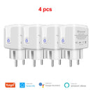GIRIER Tuya Wifi Smart Plug 20A EU Smart Socket Outlet with Power Monitor Timer Function 4200W Compatible with Alexa Google Home
