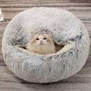 HOOPET 猫窝圆形猫巢幼犬洞穴长毛绒宠物窝保暖猫咪床二合一猫垫睡沙发