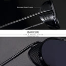 BARCUR Round Polarized Sunglasses Gothic Steampunk Sunglasses Men Women Vintage Shades UV400