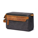Toiletry Bag for Men Shaving Kit Bag Crazy Horse Leather Dopp Kit  Travel Shaving Bag Mens Toiletry Bag Canvas