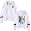 Attack on Titan Long Sleeved Striped Hooded Sweatshirt Pullover Tops Harajuku