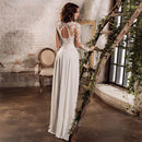 Jiayigong 幻影婚纱 Vestido De Noiva 长袖深V领侧开衩雪纺波西米亚风婚纱 Robe De Mariage
