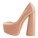 Onlymaker Womens Pumps Round Toe Platform 16CM Chunky High Heels Ankle Strap Dress Hoof Thick Heels Shoes Big Size Pumps