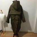 S-7XL时尚冬季超大款保暖鸭绒服女款超长羽绒保暖外套连帽茧形加厚保暖派克大衣F192