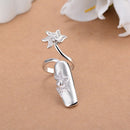 New Fashion Creative Opening Ring Flower Crystal Female Nail Cover Ring Set Jewelry Bridal Wedding Ring Wholesale