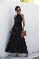 Summer Long Dress Women 2022 Polka Dot Casual Midi Dresses Black Halter Strapless Sundress Vacation Dress Clothes For Women
