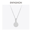 ENFASHION Personalized Engraved Name Necklace Stainless Steel Circle Square Pendant Necklaces For Couples Jewelry Custom PB3010