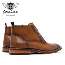 Desai Men Motorcycle Boots Vintage Combat Boot Winter Fur 2020 New Cow Split Leather  Genuine Leather Military Boots Men Shoes