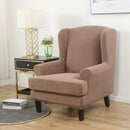 Wing back Chair Cover Jacquard Spandex Stretch Slipcovers for office Chairs Stylish 2 Piece Set With Elastic Band