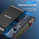 USLION 5 Port USB Charger For Xiaomi LED Display Multi USB Charging Station Universal Phone Desktop Wall Home EU US UK Plug