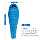 AEGISMAX 95% White Goose Down Mummy Camping Sleeping Bag Cold Winter Ultralight Baffle Design Camping Splicing FP800 G1-G5