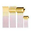 Tableware Gold Stainless Steel Cutlery Set 18/10 Travel Cutlery Silverware Dinner Knife Fork Spoon Flatware Set Dishwasher Safe