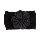 Nishine Soft Stretch Satin Rose Flower Baby Headband Newborn Knot Wide Nylon Headwraps Turban Girls Headwear Kids Photo Props