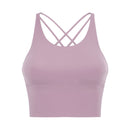 Solid Spaghetti Straps Cross Back Yoga Gym Crop Top Women Running Sport Bra Padded Activewear Exercise Fitness Cropped Tank Tops