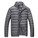 Schinteon Men Ultra Light White Duck Down Jacket Thin Stand Collar Solid Color Simple Autumn Outwear
