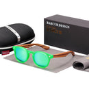 BARCUR 偏光儿童太阳镜 圆形男女童斑马木太阳镜 猫眼 UV400 眼镜 Oculos Gafas De Sol