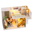 Cutebee DIY Dollhouse Kit Apartment Loft Wooden Miniature Doll Houses With Furniture LED Lights for Children Birthday Gift