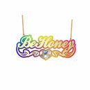 BeHoney Fashion Simple Personality Acrylic Custom Name bamboo Earrings Cartoons rainbow Name Necklace  Jewelry Christmas Gift C4