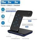 3 In 1 Qi Wireless Charger Stand for Apple Watch 8 7 Airpods Pro 15W Fast Charging Dock Station For iPhone 14 13 12 11 XS XR X 8
