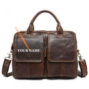 WESTAL Men's Bag Genuine Leather Men's Briefcases Laptop Bag Leather Totes for Document Office Bags for Men Messenger Bags 8002