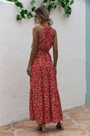 Summer Long Dress Women 2022 Polka Dot Casual Midi Dresses Black Halter Strapless Sundress Vacation Dress Clothes For Women