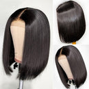 Straight Bob Wig Lace Front Human Hair Wigs Brazilian Short Bob Wig Pre-Plucked Natural Color Human Hair Lace Closure Wigs 150%D