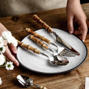 20Pcs 5Pcs Creative Nature Bamboo Cutlery Set 304 Stainless Steel Steak Cutlery Tableware set Spoon and Fork Hign-end Quality