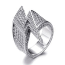 Hip Hop CZ Stones Bling Lightning Rings Tready Cubic Zircon Iced Out Copper Zircon Personality Ring For Men Jewelry