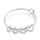JewelOra Personalized Engraving Name Heart Charms Bracelets for Women Stainless Steel Customized Bangle DIY Jewelry Gift for Her