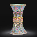 Enamel Qianlong Year of the Qing Dynasty Golden Hexagonal Vase Antique Porcelain Collection of Antique Porcelain