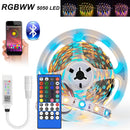 5米-30米LED灯带 蓝牙RGBWW SMD 5050 LED灯 DC12V RGB LED灯带二极管灯带 柔性APP手机控制+适配器