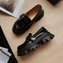 BeauToday Platform Shoes Women Patent Leather Flats Alligator Pattern Round Toe Buckle Decoration Ladies Slip On Handmade 27738