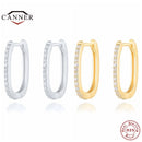 CANNER 100% 925 Sterling Silver Luxury CZ Crystal Circle Round Hoop Earrings for Women Piercing Earrings Silver 925 Jewelry