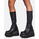 2021 Gothic Punk Fashion Women Thigh Boots Wedges High Heels Platform Over The Knee Boots Female Street Cosplay Autumn Shoes