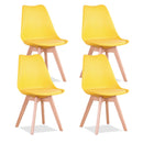 EGOONM Set of 4 Modern Dining Chair Inspired Solid Wood Plastic Padded Seat w/ Cushion Retro Style Kitchen Chair for Dining Room