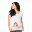 Baby printing Pregnant Women T-Shirt Funny Pregnancy Shirts for Trendy Moms Cute Pattern Print Maternity Shirt Short Sleeve Tops