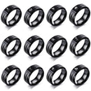 Vnox 12 Horoscope Ring for Men Black Stainless Steel Twisted Wia Insert Tough Man Anel Aries Leo Constellation Wedding Band